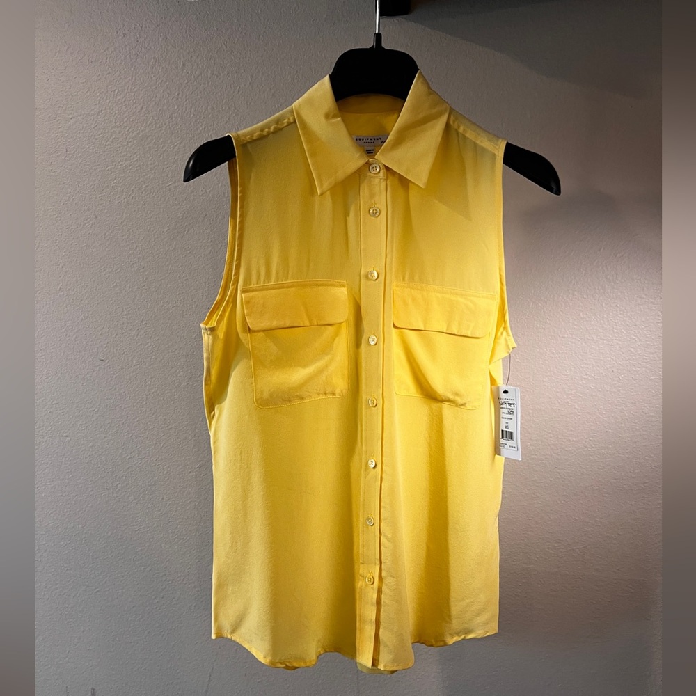 Equipment Yellow Sleeveless Button-Down Shirt